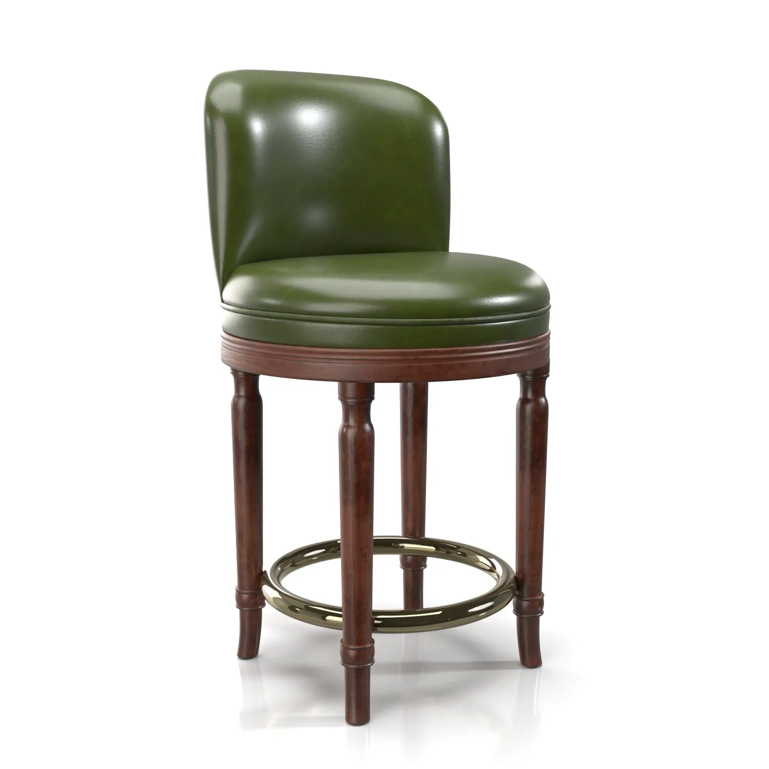 Green Leather Bar Stool PBR 3D Model_01